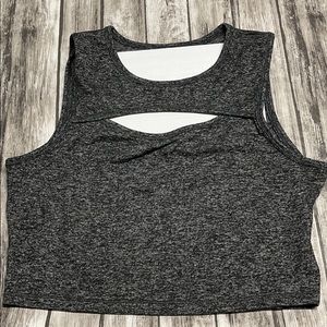 Ready To Go Gray Sleeveless Front Cut Out Crop Top